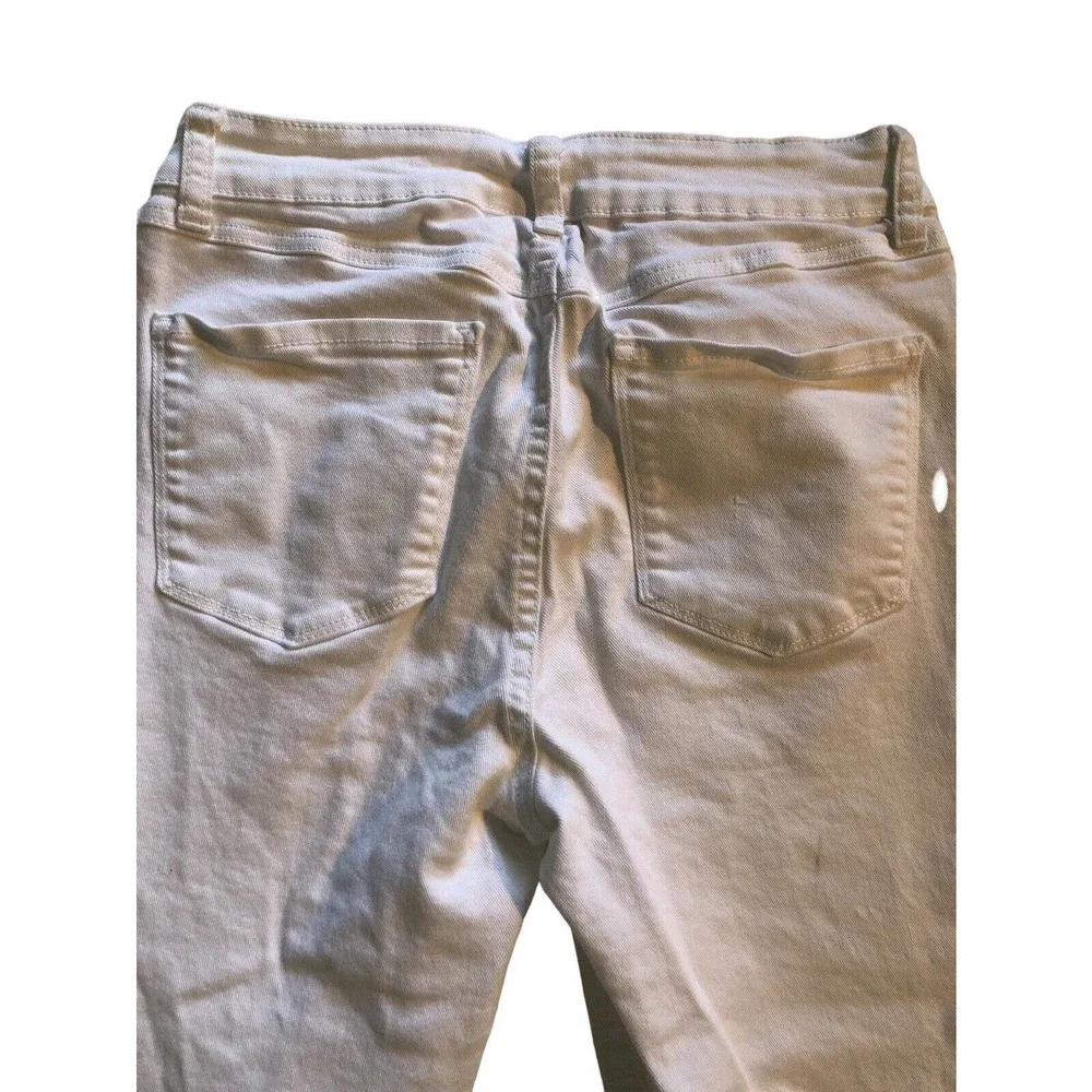 Rewash Brand Gold Button Fly Distressed #Bemore Women's Jeans White 9/29 Raw Hem